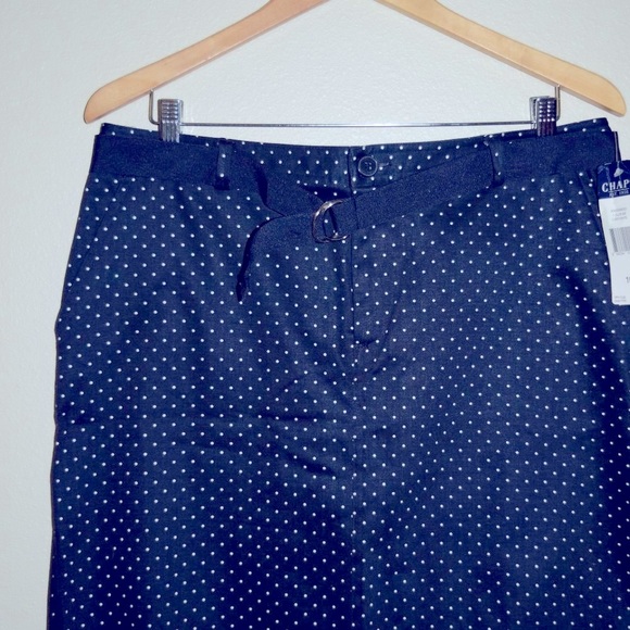 NWT CHAPS Navy White Polka Dots Straight Pencil Mini SKIRT $50 Stretch N15 - Picture 3 of 7
